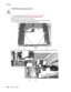 Page 1144-26Lexmark™ E450dn 4512-630  
LVPS/HVPS card assembly removal
1.
 Remove the rear cover. See “Rear cover removal” on page 4-6.
2.Place the printer onto its top with the back and bottom in view.
Note:  Be careful not to mar the finish of the printer.
3.Remove the four screws (A), the machine screw (B) and the machine screw (C).
4.Unhook the red cable (D) located in the left side frame.
5.Lift the metal cover so the connecting cables (E) and (F) can be unplugged on the side shown.  