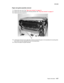 Page 125Repair information4-37
  4512-630
Paper exit guide assembly removal
1.
Remove the rear cover. See “Rear cover removal” on page 3-6.
2.Remove the one screw above the reversing solenoid. See “Top cover removal” on page 3-7.
3.Remove the three screws (A).
4.Lift the back of the top cover (right side in photo) to prevent the gears on the assembly from touching other 
items while removing, especially the fuser mounting bracket.
5.Remove the paper exit guide assembly. 
A 