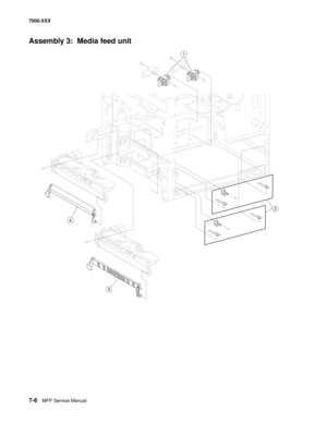 Page 7367-6MFP Service Manual 7500-XXX
Assembly 3:  Media feed unit   
3
4
1
2 