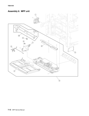 Page 7427-12MFP Service Manual 7500-XXX
Assembly 6:  MPF unit 
3
10
7
5
9
2
6
4
8
1 