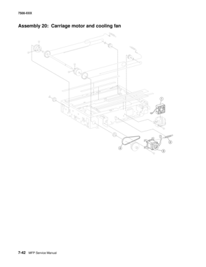 Page 7727-42MFP Service Manual 7500-XXX
Assembly 20:  Carriage motor and cooling fan
3
2
4
1 