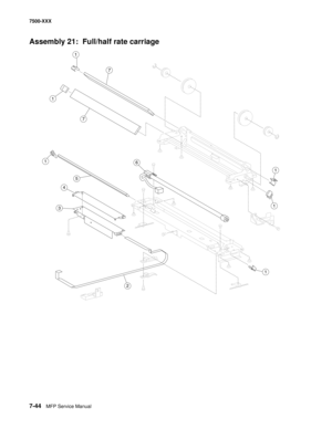 Page 7747-44MFP Service Manual 7500-XXX
Assembly 21:  Full/half rate carriage
3
7
5
2
6
4
1
1
1
1
1
1
7 