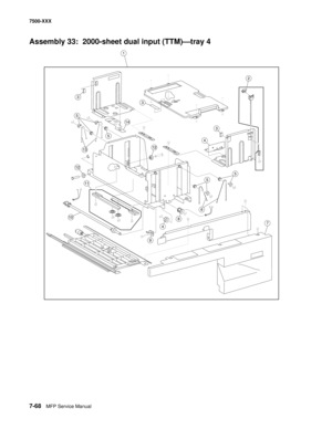 Page 7987-68MFP Service Manual 7500-XXX
Assembly 33:  2000-sheet dual input (TTM)–tray 4 
3
11
7
5
9
2
10
6
8
4
13
12
5
4
12
14
33
5
5
1 