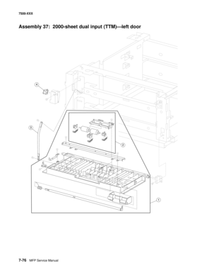 Page 8067-76MFP Service Manual 7500-XXX
Assembly 37:  2000-sheet dual input (TTM)–left door 
1
3
4
2 