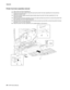 Page 3844-6MFP Service Manual 7500-XXX
Printer front door assembly removal
1.Open printer front door assembly (A). 
2.Remove the front door support strap (B) securing the printer front door assembly (A) to the printer by 
releasing the plastic hook. 
3.With the front door support strap (B) disconnected, place the printer front door assembly (A) in the 
lowermost position. 
4.Slide the printer front door assembly (A) first to the right (as shown by arrow #1) to remove the printer front 
door assembly (A) from the...