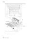 Page 4704-92MFP Service Manual 7500-XXX
16.Remove the laser opening guide (B) by lifting it upward then outward in the direction of the arrow.
17.Remove the four screws securing the PC cartridge guide (D). 
Guide assembly
Left view Screws
Cover
Harness assembly Left Guide assembly
D
Connector 