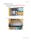 Page 171Repair information 4-33
7013-XXX
Left side printer cover removal
1.Remove the rear door and cover. See “Rear door and cover removal” on page 4-69.
2.Remove the left side scanner cover. See “Left side scanner cover removal” on page 4-35.
3.Remove the screw (A) from the font of the printer.
4.Press in on the tabs (B).
A
B 