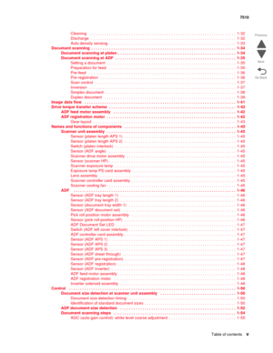 Page 5Table of contentsv
7510
Go Back Previous
Next
Cleaning   . . . . . . . . . . . . . . . . . . . . . . . . . . . . . . . . . . . . . . . . . . . . . . . . . . . . . . . . . . . . . . . . . .  1-32
Discharge   . . . . . . . . . . . . . . . . . . . . . . . . . . . . . . . . . . . . . . . . . . . . . . . . . . . . . . . . . . . . . . . . .  1-32
Auto density sensing  . . . . . . . . . . . . . . . . . . . . . . . . . . . . . . . . . . . . . . . . . . . . . . . . . . . . . . . . .  1-33
Document scanning . . ....