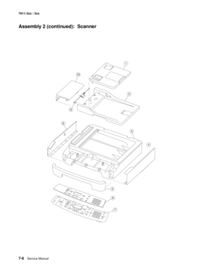 Page 1807-6Service Manual 7011-2xx / 3xx
Assembly 2 (continued):  Scanner
2
4
1
3
7
5
6
8
9
10 