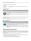 Page 233Specify the destinations, and then customize the settings.
4Click Apply.
To use the application, touch Scan to Network on the printer home screen, and then follow the instructions on the
printer display.
Setting up My MFP
IconDescription
The application lets you customize your touch‑screen settings and store those preferences in a flash
drive. Each time you want to copy, fax, or scan, insert the flash drive into the USB port of the printer. All
your personal preferences are automatically uploaded,...