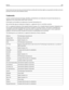 Page 294Government end users (a) only as Commercial Items and (b) with only those rights as are granted to all other end users
pursuant to the terms and conditions herein.
Trademarks
Lexmark, Lexmark with diamond design, MarkNet, and MarkVision are trademarks of Lexmark International, Inc.,
registered in the United States and/or other countries.
PrintCryption and ScanBack are trademarks of Lexmark International, Inc.
Mac and the Mac logo are trademarks of Apple Inc., registered in the U.S. and other countries....