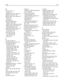 Page 312D
date and time, fax 
setting  112
daylight savings time, faxing  113
Default Source menu  130
different paper sizes, copying  92
directory list 
printing  87
disk wiping  213
display troubleshooting 
display is blank  260
display shows only diamonds  260
display, printer control panel  13
adjusting brightness  58
disposing of printer hard disk  212
distinctive ring service, fax 
connecting to  111
documents, printing 
from Macintosh  80
from Windows  80
duplexing  92
E
Eco‑Mode setting  56
Edit Security...