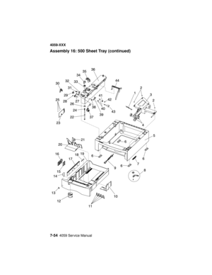 Page 3067-544059 Service Manual
4059-XXX
Assembly 16: 500 Sheet Tray (continued) 