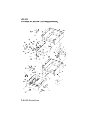 Page 3107-584059 Service Manual
4059-XXX
Assembly 17: 500/500 Dual Tray (continued) 