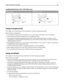 Page 40Loading letterhead in the 1133‑sheet tray
Without finisherWith finisher installed
Using transparencies
Print samples on the transparencies being considered for use before buying large quantities.
When printing on transparencies:
From MarkVision Professional, Print Properties, or the control panel, set the Paper Type to Transparency.
Feed transparencies from the standard tray or the multipurpose feeder.
Use transparencies designed specifically for laser printers. Check with the manufacturer or vendor to...