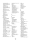 Page 141incorrect margins  118
job prints from wrong tray  111
job prints on wrong paper  111
job takes longer than
expected  111
jobs do not print  110
Large jobs do not collate  112
multiple-language PDFs do not
print  111
paper curl  118
paper frequently jams  114
tray linking does not work  112
printer 
basic model  11
configurations  11
minimum clearances  10
moving  91
selecting a location  10
shipping  92
printer control panel  36
buttons  14
lights  14
printer messages 
31 Defective cartridge  108
32.yy...