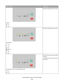 Page 32Light sequenceWhat to do
Waiting
 - On
 - On
Wait for the light sequence to clear.
Canceling job
 - On
 - On
 - On
 - On
 - On
 - On
Wait for the light sequence to clear.
Invalid Engine Code or Invalid Network Code
 - On
 - On
Press  twice to get the secondary
message.
Use valid code when programming
the printer.
Interpreting the printer control panel lights
32
Downloaded From ManualsPrinter.com Manuals 