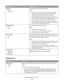 Page 74Menu itemDescription
Print Area
Normal
Whole PageSets the logical and physical printable area
Notes:
Normal is the factory default setting. When attempting to
print data in the non‑printable area defined by the Normal
setting, the printer clips the image at the boundary.
The Whole Page setting allows the image to be moved into
the non‑printable area defined by the Normal setting, but the
printer clips the image at the Normal setting boundary.
The Whole Page setting affects only pages printed using a
PCL...