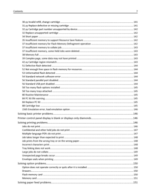 Page 730.yy Invalid refill, change cartridge ............................................................................................................... 141
31.yy Replace defective or missing cartridge ................................................................................................. 141
32.yy Cartridge part number unsupported by device..................................................................................... 142
32 Replace unsupported cartridge...