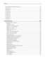 Page 6Understanding jam messages and locations.........................................................................................124
200 paper jam.......................................................................................................................................126
201 paper jam.......................................................................................................................................128
202 paper...