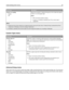 Page 86Menu itemDescription
Custom  Loading
Duplex
OffDetermines whether 2‑sided printing occurs for all jobs that specify
Custom  as the paper type
Notes:
Off is the factory default setting.
Custom  Loading is available only if the custom type is
supported.
Notes:
Duplex sets the printer default to 2‑sided printing for every print job unless 1‑sided printing is selected from Print
Properties in Windows or the Print dialog in Macintosh.
If Duplex is selected, then all print jobs are sent through the duplex...