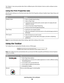 Page 19The “Options” menu also provides direct links to different parts of the Solution Center as well as software version
information.
Using the Print Properties tabs
All of the print settings are on the three main tabs of the Print Properties software: Quality/Copies, Paper Setup, and
Print Layout.
TabOptions
Quality/CopiesSelect a Quality/Speed setting.
Select a Paper Type.
Customize how the printer prints several copies of a single print job:
collated or normal.
Choose Automatic Image Sharpening.
Choose to...