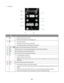 Page 2111 buttons
PressTo
1Return to the previous screen.
Exit from one menu level to a higher one.
2Increase a number.
Move the cursor one place to the right.
Scroll through menus or settings on the display.
3/ Switch to color mode or black-and-white mode.
4Start a print, scan, or copy job, depending on which mode is selected.
5Access the photo menu and print photos.
6Access the scan menu and scan documents.
7Turn the printer on and off.
Switch to Power Saver mode.
Note: Press 
 to switch to Power Saver mode....