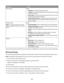 Page 27From hereYou can
Device SetupSelect:
Language to change the language setting.
Country to set the default blank paper size and date format being
used in your location.
Power Saver to set the time that it takes for the printer to switch
to Power Saver mode when left idle.
Clear Settings Timeout to change the time that it takes for the
printer to reset the menus to factory default settings when the
printer is left idle.
Network Setup
Note: Your printer model may not have
wireless capability and may not have...