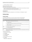 Page 69“Scanning to a flash drive” on page 153
Check your first draft for accuracy
Before printing or making multiple copies of a document:
Use the Lexmark preview feature, which you can select from the Print dialog, the Lexmark Toolbar, or the printer
display, to see what the document will look like before you print it.
Print one copy of the document to check its content and format for accuracy.
Avoid paper jams
Carefully select and load paper to avoid paper jams. For more information, see “Avoiding jams” on...