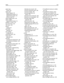 Page 312paper type 
custom  84
paper types 
duplex support  90
supported by finisher  91
supported by printer  90
where to load  90
Paper Weight menu  159
paper weights 
supported by finisher  91
Parallel  menu  176
PCL Emul menu  226
PDF menu  225
photos 
copying  94
pick rollers 
ordering  257
port settings 
configuring  56
PostScript menu  226
Power Saver 
adjusting  262
print job 
canceling from Macintosh  138
canceling from Windows  138
print quality 
cleaning the scanner glass  251
print quality test...