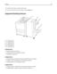 Page 844From the printer window, select the job to cancel.
5From the icon bar at the top of the window, click the Delete icon.
Supported finishing features
1
2
3
4
1Standard bin
2Finisher Bin 1
3Finisher Bin 2
4Finisher Bin 3
Standard bin
The paper capacity is 300 sheets.
Finishing options are not supported in this bin.
Envelopes are routed here.
Finisher Bin 1
The paper capacity is 500 sheets of A4/Letter and 300 sheets of A3/Ledger.
Envelopes, A5, A6 and Statement are not supported in this bin.
Finishing...