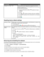 Page 185Error messageSolutionUnsupported Paper SizeThe fax machine of the recipient does not support the size of the
document you want to fax. Consider changing the size of your document,
and then resending your fax.
To resize hard-copy documents:
1 From the control panel, press 
 or  repeatedly until  Copy is
highlighted.
2 Press 
.
3 Press 
 or  repeatedly until  Reduce/Enlarge  is highlighted.
4 Press 
 or  repeatedly until the resizing option you want appears.
5 Press 
.
6 Press 
.
Resetting factory default...