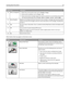 Page 18Display itemDescription
4Status message bar
Shows the current printer status such as Ready or Busy.
Shows printer conditions such as Toner Low.
Shows intervention messages to give instructions on what the user should do so the printer
can continue processing, such as Close door or Insert print cartridge.
5Status/Supplies Appears on the display whenever the printer status includes a message requiring intervention.
Touch it to access the messages screen for more information on the message, including how
to...