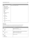 Page 183Menu itemDescription
TCP/IP
WINS Server Address
DNS Server Address
Backup DNS Server Address
Domain Search Order
Restricted Server List
MTU
Default TTL
DDNS
mDNS
Zero Configuration Name
SLP Broadcast
On
Off
LPD Timeout
LPD Banner Page
On
Off
LPD Trailer Page
On
Off
LPD Carriage Return Conversion
On
OffLets you view or change the setting
IPv6 menu
Use the following menu items to view or set the Internet Protocol version 6 (IPv6) information.
Note: This menu is available only for network models or printers...