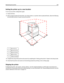 Page 230Setting the printer up in a new location
To set up your printer configuration again:
1Unpack all items.
2Select a proper location for the printer. For a basic printer, or a printer with an optional finisher, allow the following
recommended amount of space around the printer:
150 mm (2 in.)
2825 mm (2.7 ft)
3418 mm (1.4 ft)
4100 mm (4 in.)
51750 mm (5.8 ft)
3Complete the setup of the printer and scanner by completing the “Setting up the printer” chapter in the Setup Guide.
4Verify that the printer and...