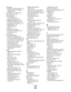 Page 282fax settings 
blocking unwanted changes  167
changing using Fax Solutions
Software  169
Fax Settings List, printing  167
Fax Setup menu  159
Fax Setup Utility 
Cover Page tab  175
customizing settings  175
Dialing and Sending tab  176
Fax Printing / Reports tab  176
Ringing and Answering tab  176
Speed Dial tab  176
understanding  48
using  175
Fax Solutions Software 
print driver not installed  260
understanding  48
using  169
fax troubleshooting 
Caller ID not displayed  245
can receive but not send...