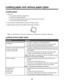 Page 20Loading paper and various paper types
Loading paper
1Make sure:
You use paper designed for inkjet printers.
The paper is not used or damaged.
If you are using specialty paper, you follow the instructions that came with it.
You do not force paper into the printer.
2Load the paper vertically against the right side of the paper support.
3Adjust the paper guide until it rests against the left edge of the paper.
Note: To avoid paper jams, make sure the paper does not buckle when you adjust the paper guide....