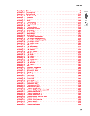 Page 19 xix
  5058-030
Go Back Previous
Next
Assembly 7: Drive 3 . . . . . . . . . . . . . . . . . . . . . . . . . . . . . . . . . . . . . . . . . . . . . . . . . . . . . . . . . . . . . . . . . 7-8
Assembly 8: Cooling fans 1  . . . . . . . . . . . . . . . . . . . . . . . . . . . . . . . . . . . . . . . . . . . . . . . . . . . . . . . . . . 7-9
Assembly 9: Cooling fans 2  . . . . . . . . . . . . . . . . . . . . . . . . . . . . . . . . . . . . . . . . . . . . . . . . . . . . . . . . . 7-10
Assembly 10: Cooling...