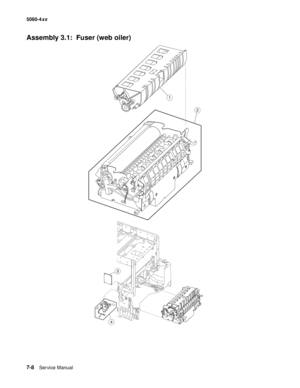 Page 346
7-8Ser vice Manual
5060-4
xx   
Assembly 3.1:  Fuser (web oiler) 