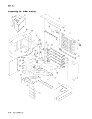 Page 384
7-46Service Manual
5060-4
xx   
Assembly 28:  5-Bin mailbox 