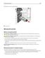 Page 2589Return the unit to its original position.
10Close door G.
Moving the printer
Before moving the printer
CAUTION—POTENTIAL INJURY: The printer weight is greater than 18 kg (40 lb) and requires two or
more trained personnel to lift it safely.
CAUTION—POTENTIAL INJURY: Before moving the printer, follow these guidelines to avoid personal
injury or printer damage:
Turn the printer off using the power switch, and then unplug the power cord from the wall outlet.
Disconnect all cords and cables from the printer...