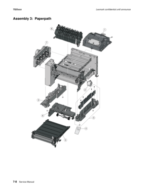 Page 2967-8Ser vice Manual 7525xxxLexmark confidential until announce
Assembly 3:  Paperpath 