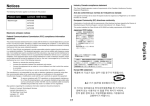 Page 1717
English
NoticesThe following information applies to all notices for this product:Electronic emission notices
Federal Communications Commission (FCC) compliance information 
statementThis product has been tested and found to comply with the limits for a Class B digital device, pursuant 
to Part 15 of the FCC Rules. Operation is subject to the following two conditions: (1) this device may 
not cause harmful interference, and (2) this device must accept any interference received, including 
interference...