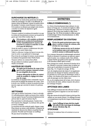 Page 711
FRANÇAISFRFR
CG rsb STIGA-71503821/0  29-12-2003  17:33  Pagina 11  