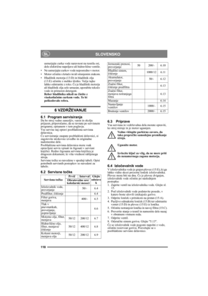 Page 118118
SLOVENSKOSL
usmerjajte curka vode naravnost na tesnila osi, 
dele električne napeljave ali hidravlične ventile.
• Ne usmerjajte curkov vode neposredno v motor. 
• Motor očistite s krtačo in/ali stisnjenim zrakom.
• Hladilnik motorja (13:D) in hladilnik olja 
(13:E) očistite z mehko ščetko. Večje tujke 
lahko odstranite z roko. Če je hladilnik motorja 
ali hladilnik olja zelo umazan, uporabite tekočo 
vodo in primeren detergent.
Reber hladilnika nikoli ne čistite z 
visokotlačnim curkom vode. To bi...