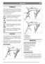 Page 6DEUTSCHDE
SYMBOLE
Folgende Symbole befinden sich an der Maschine,
um den Bediener darauf aufmerksam zu machen,
daß bei der Benutzung der Maschine Vorsicht und
Aufmerksamkeit geboten sind.
Die Symbole bedeuten:
Warnung! Vor der Benutzung der Maschi-
ne die Bedienungsanleitung und die Si-
cherheitsvorschriften durchlesen.
Warnung! Zuschauer fernhalten. Auf her-
ausgeschleuderte Gegenstände achtgeben.
Warnung! Wenn die Maschine in Betrieb
ist, dürfen weder Hände noch Füße unter
die Haube gelangen.
Warnung!...