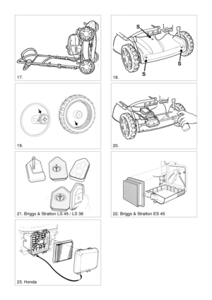 Page 4SVENSKAS
17.
19.20.
21. Briggs & Stratton LS 45 / LS 3822. Briggs & Stratton ES 45
23. Honda
18.SS
S 