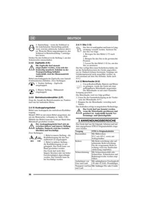 Page 3636
DEUTSCHDE
4. Startstellung – wenn der Schlüssel in 
die federbelastete Startstellung gedreht 
wird, wird der elektrische Anlasser aktivi-
ert. Wenn der Motor angesprungen ist, den 
Schlüssel in Betriebsstellung 3 zurückge-
hen lassen.
Drehen Sie den Schlüssel in die Stellung 2, um den 
Scheinwerfer einzuschalten.
2.4.8 Zapfwelle (4:K)
Die Zapfwelle darf niemals 
eingeschaltet werden, wenn sich das 
frontseitig montierte Zubehör in der 
Transportstellung befindet. 
Andernfalls wird der Riemenantrieb...