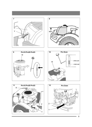 Page 33
V
U
Pro16 Pro20 Pro23
W
Y
BZ
Pro16 Pro20 Pro23
Max
WPro Svan
Y Z
Pro Svan
7
9 11 8
10 12 