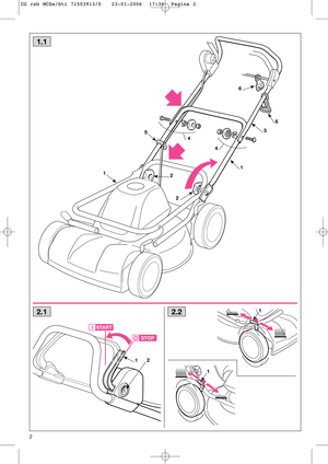 Page 42
1
5
4
6
1
3
2
4
6
2
1.1
12
STOP
START
1
1
2.12.2
CG rsb MCSe/Sti 71503913/0   23-01-2006  17:30  Pagina 2 
